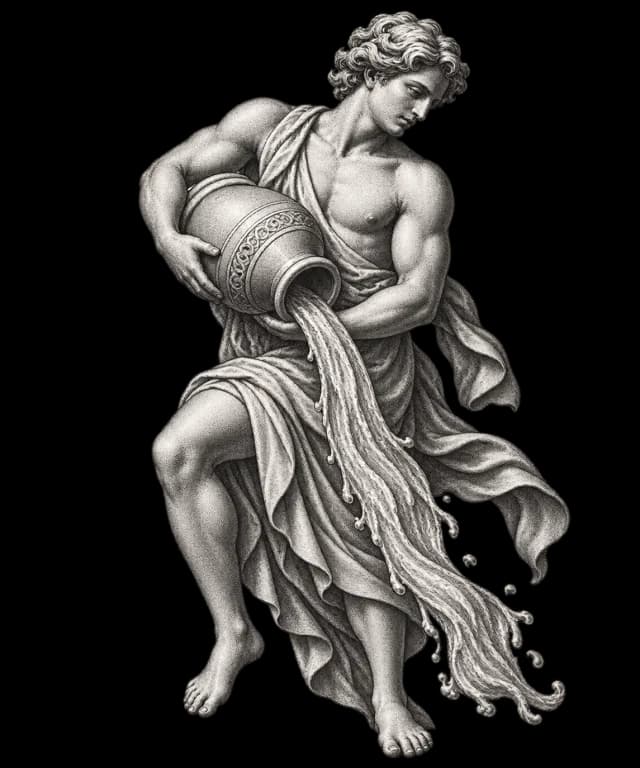 Archival illustration of Aquarius, the Western zodiac sign