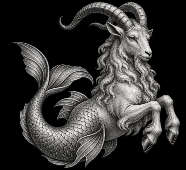Archival illustration of Capricorn, the Western zodiac sign