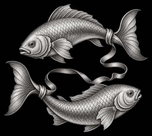 Archival illustration of Pisces, the Western zodiac sign